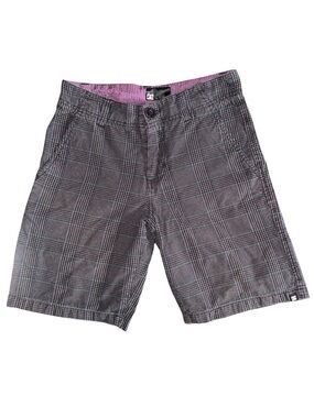 DC Men’s Gray Plaid Shorts with Purple Inner Waistband